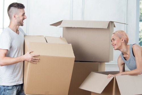 Packed boxes and furniture stored in a Bayswater unit